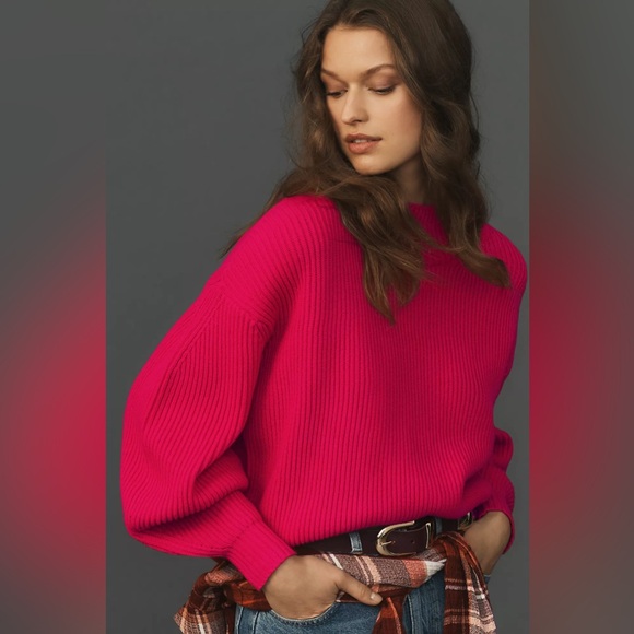 Maeve Anthropologie Easy Pullover Ribbed Mock Neck Sweater M - Picture 1 of 13